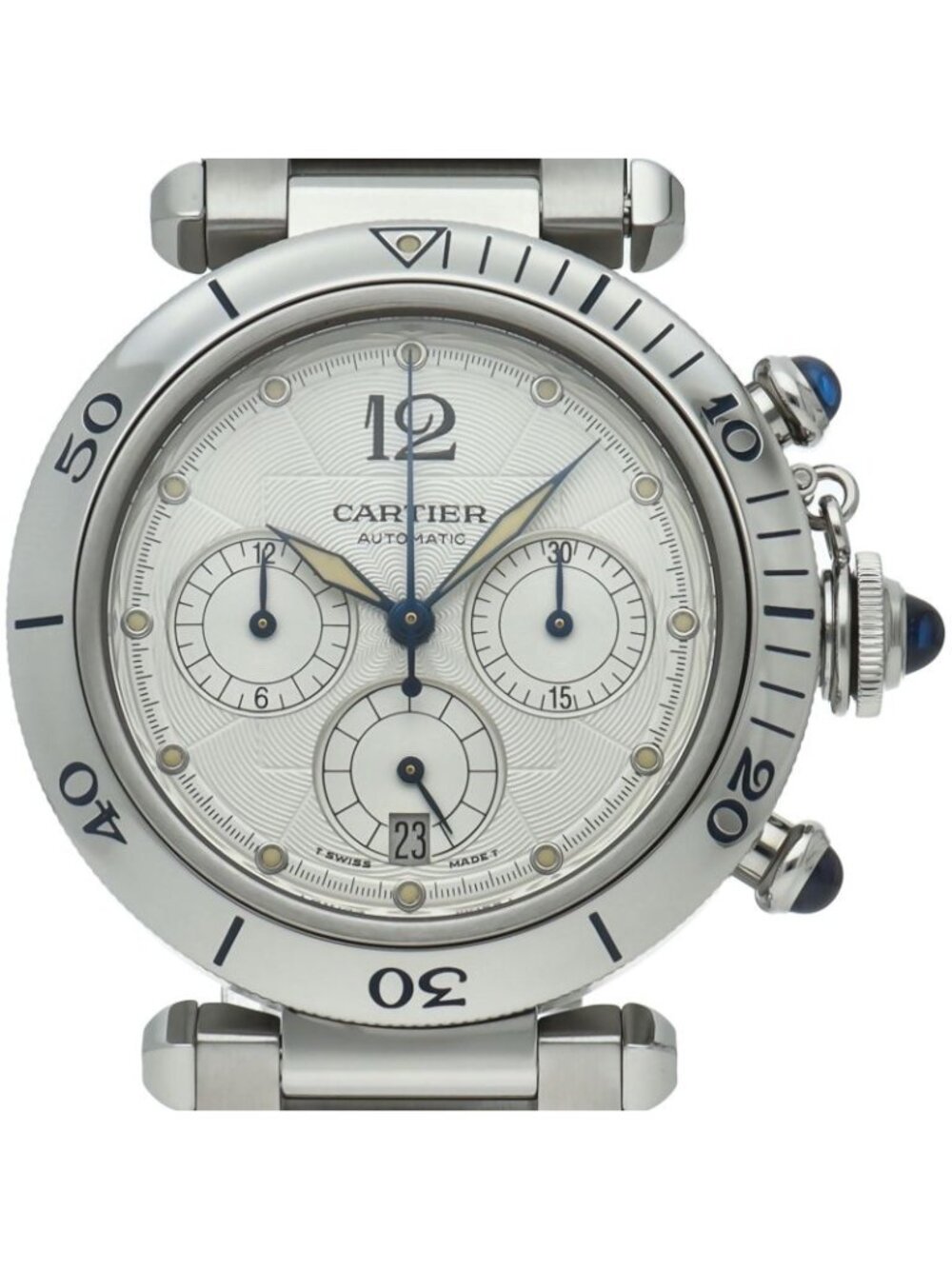 Cartier Pasha Watch 38 Chronograph Auto SS Silver